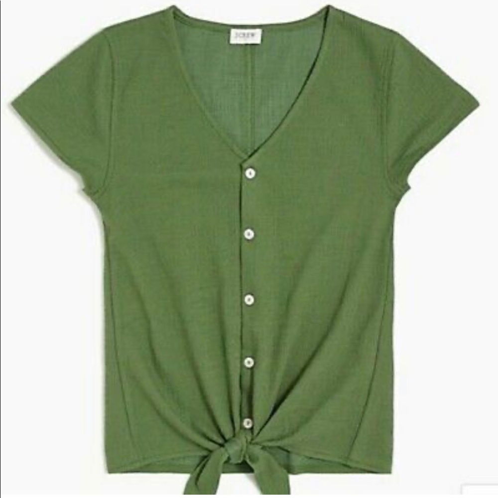 NWOT J. Crew Textured Tie Front Tee xxs